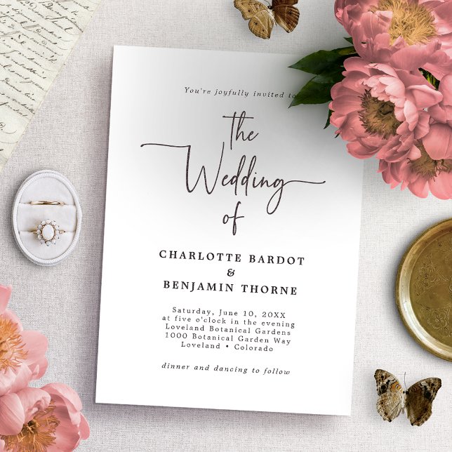 Modern Minimalist Script Wedding Invitations (Creator Uploaded)