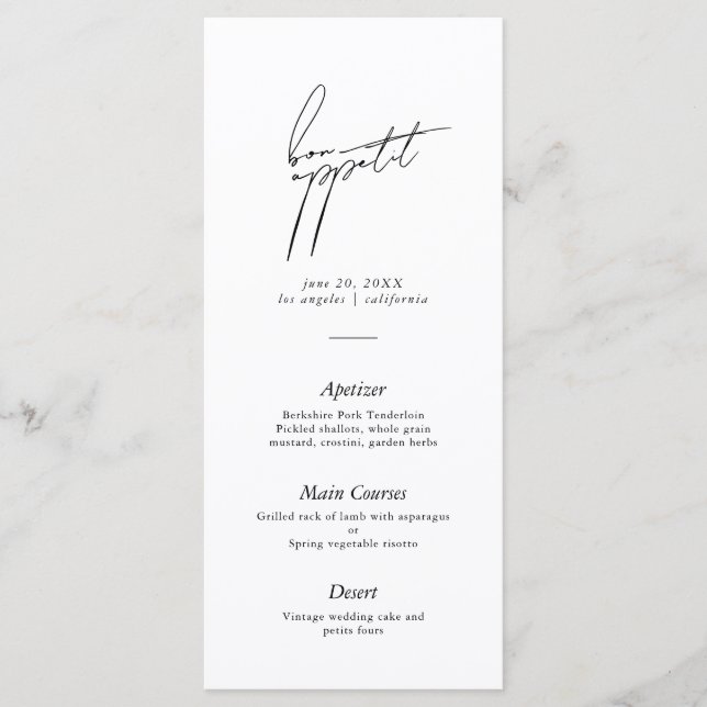 Modern Minimalist Script Wedding Menu (Front)