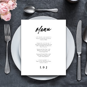 Modern Minimalist Script Wedding Menu Cards