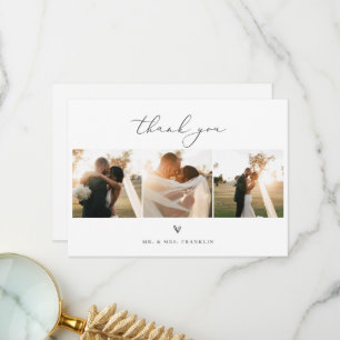 Modern Minimalist Script Wedding Photo Thank You Card