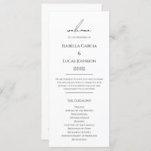 Modern Minimalist Script Wedding Program