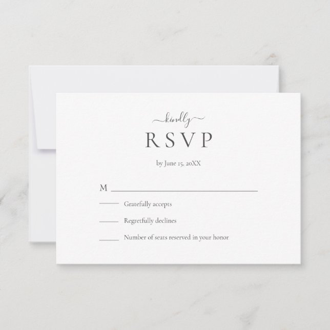Modern Minimalist Script Wedding RSVP Card (Front)