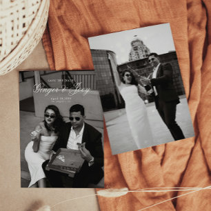 Modern Minimalist Script Wedding Save the date Invitation