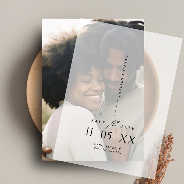 Modern Minimalist Script Wedding Save the Date Vellum Invitations (Creator Uploaded)
