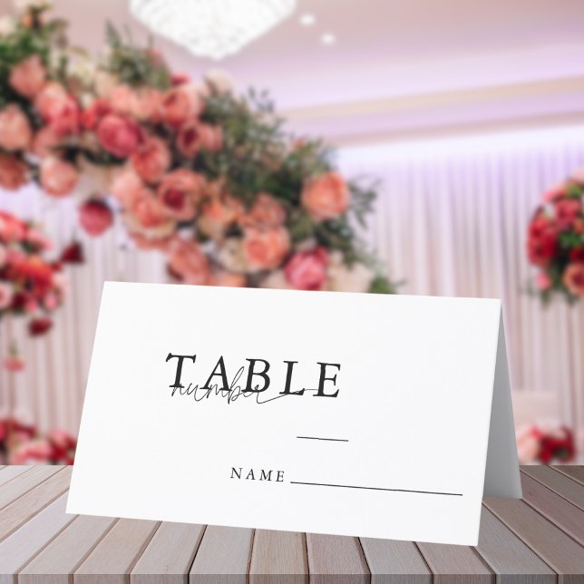 Modern Minimalist Script Wedding table Number Place Card (Creator Uploaded)