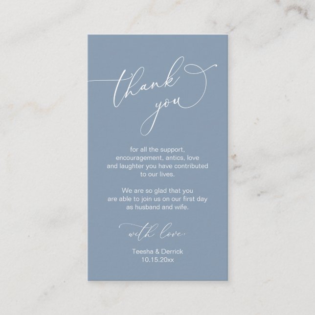 Modern Minimalist Script, Wedding Thank you  Enclosure Card (Front)