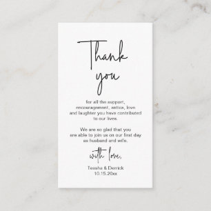 Modern Minimalist Script, Wedding Thank you Enclosure Card