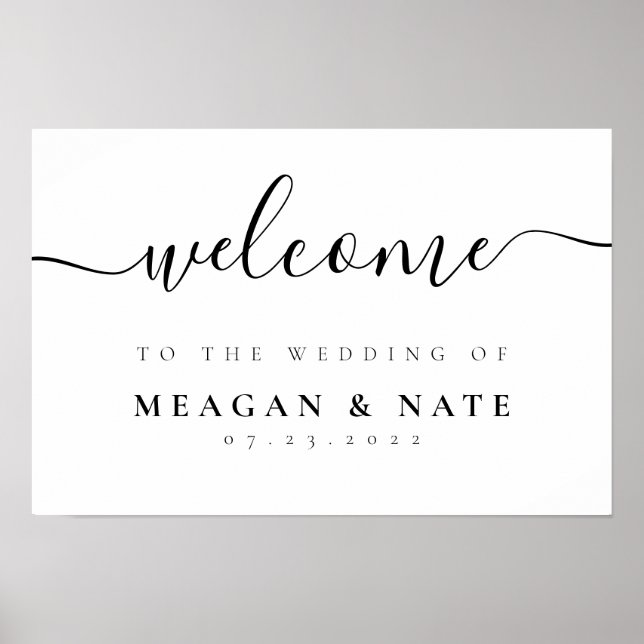 Modern Minimalist Script Wedding Welcome Sign (Front)