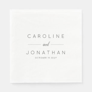 Modern Minimalist Script White Custom Wedding Napkin
