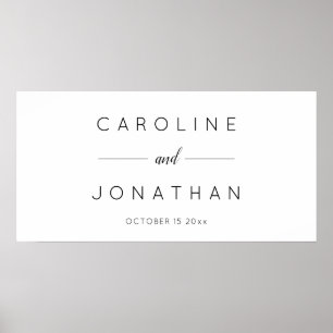 Modern Minimalist Script White Custom Wedding Poster