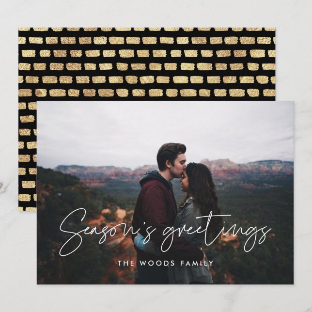 Modern Minimalist Season's Greetings Photo Holiday Card (Front/Back)