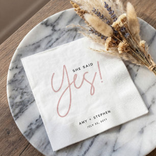 Modern Minimalist She Said Yes Engagement Party Napkin