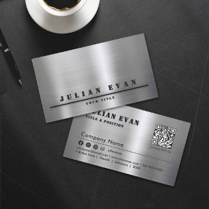 Modern Minimalist Shiny Brushed Metal  Business Card