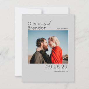 Modern Minimalist Silver Grey Save the Date Photo