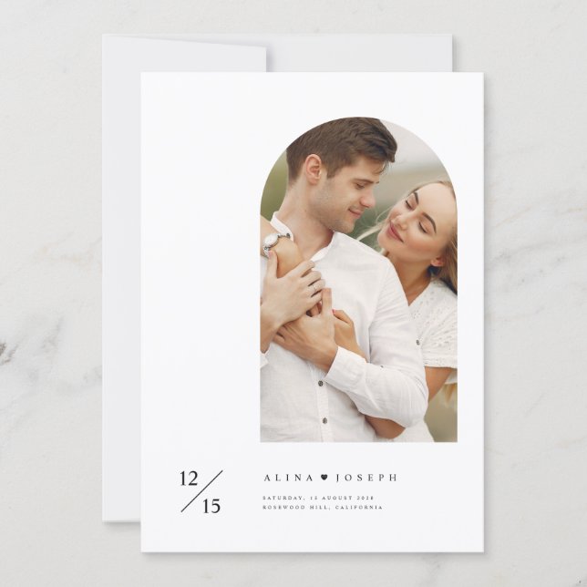 Modern Minimalist Simple Arch Photo Wedding Invitation (Front)