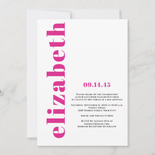 Modern Minimalist Simple Bat Mitvah Invitation