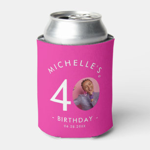 Modern Minimalist Simple Birthday Party Photo Can Cooler