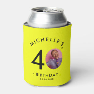 Modern Minimalist Simple Birthday Party Photo Can Cooler