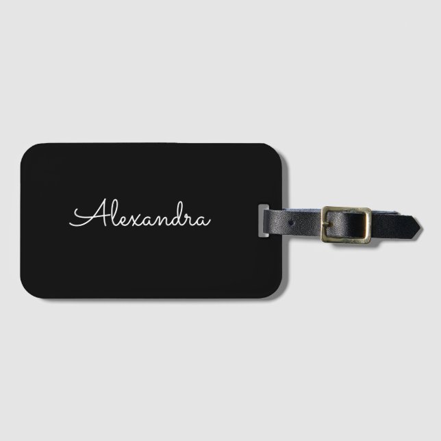 Modern Minimalist Simple Black and White Luggage Tag (Front Horizontal)