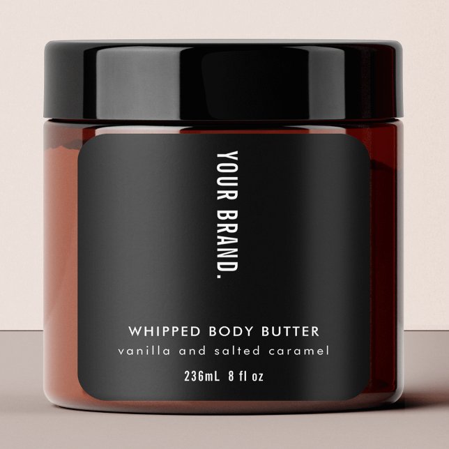 Modern Minimalist Simple Black Jar Product Square Sticker (Modern Minimalist Simple Black Jar Product Square Sticker with fully editable text & colors)