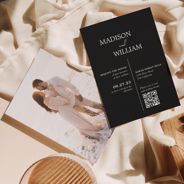 Modern Minimalist Simple Black Wedding Invitation (Creator Uploaded)