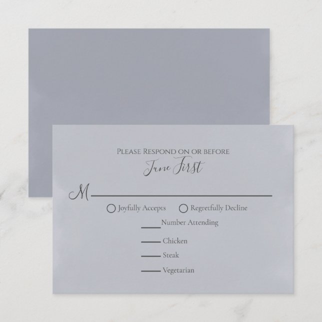 Modern Minimalist Simple Blue Meal Choice  RSVP Card (Front/Back)