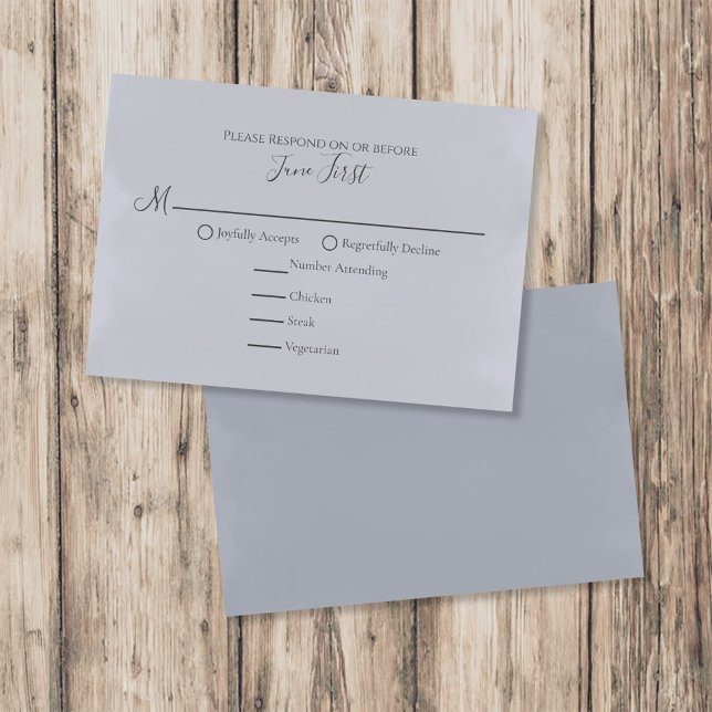 Modern Minimalist Simple Blue Meal Choice  RSVP Card (Modern minimalist blue meal choice RSVP card with clean design and easy-read typography.)