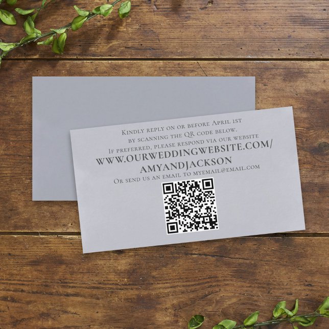 Modern Minimalist Simple Blue QR Code Website Enclosure Card (Modern minimalist blue QR code enclosure card for wedding website and RSVP details.)