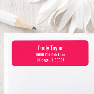 Modern Minimalist Simple Bright Pink Address Return Address Label