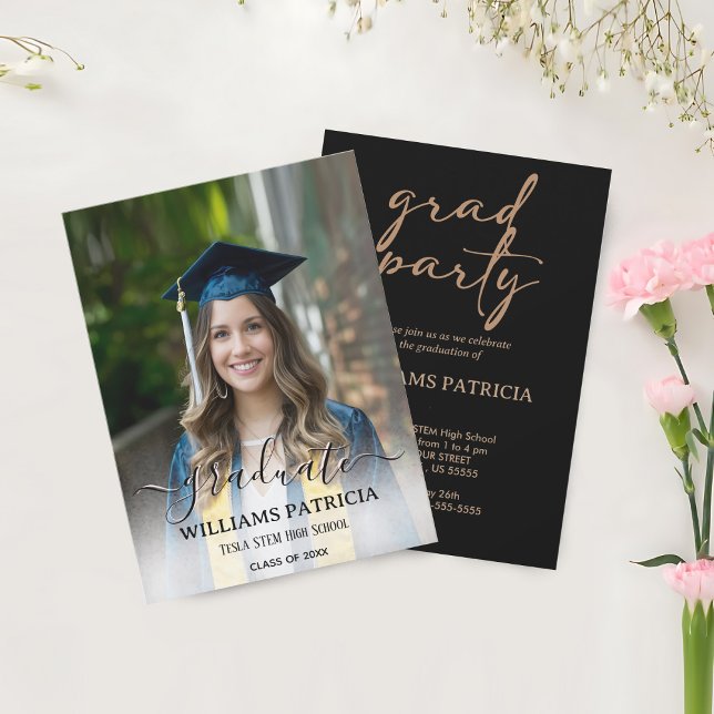 Modern Minimalist Simple Casual Photo Graduation  Invitation (Discover modern minimalist casual photo graduation invite perfect for celebrating your special day.)
