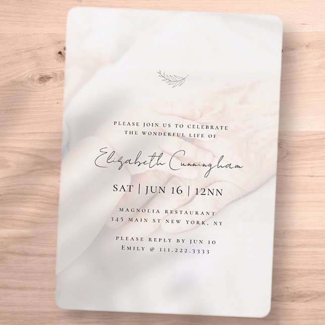 Modern Minimalist Simple Chic Photo Memorial Invitation (Creator Uploaded)