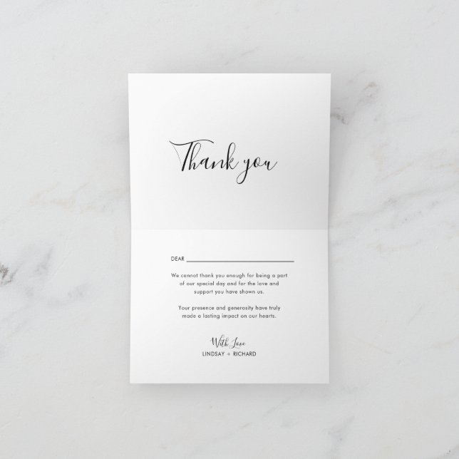 Modern Minimalist Simple Clean Typography Wedding Thank You Card (Inside)