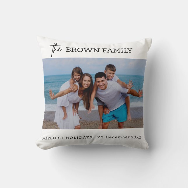 Modern Minimalist Simple Custom Family Photo  Cushion (Front)