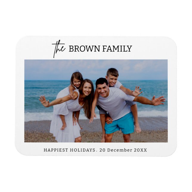 Modern Minimalist Simple Custom Family Photo Magnet (Horizontal)