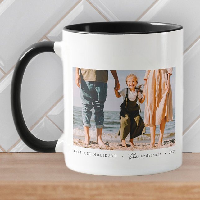 Modern Minimalist Simple Custom Family Photo Mug (Creator Uploaded)