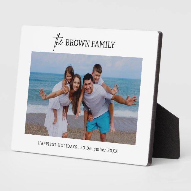 Modern Minimalist Simple Custom Family Photo Plaque (Side)