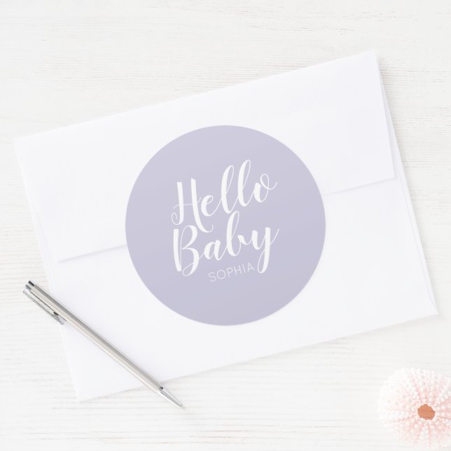 modern minimalist simple cute baby shower classic round sticker (Envelope)