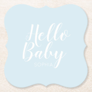 modern minimalist simple cute baby shower paper coaster