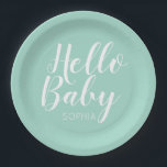 modern minimalist simple cute baby shower paper plate<br><div class="desc">modern minimalist simple cute baby shower with a pretty and elegant script on a solid color</div>