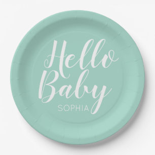 modern minimalist simple cute baby shower paper plate