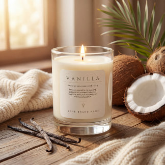 Modern minimalist simple elegant candle cosmetics square sticker