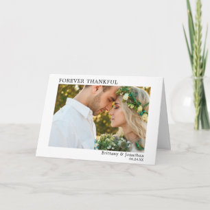Modern Minimalist Simple Forever Thankful Fold Thank You Card