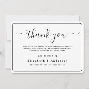 Modern Minimalist Simple Funeral Thank You Note Card