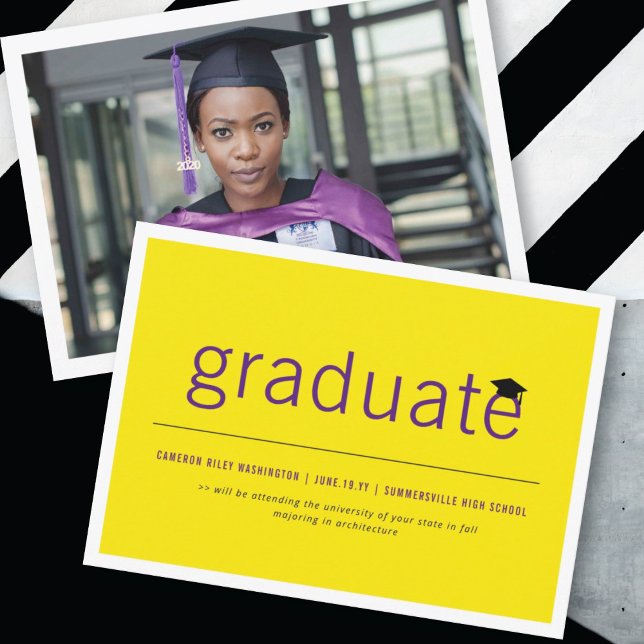 Modern Minimalist Simple Graduate Photo Graduation Announcement (Creator Uploaded)