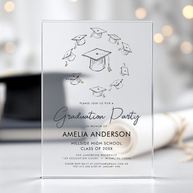 Modern Minimalist Simple Graduation Party  Acrylic Invitations (Creator Uploaded)