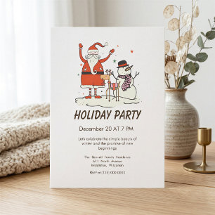 Modern Minimalist Simple Line Art Christmas Party Invitation