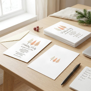 Modern Minimalist Simple Line Art Christmas Party Invitation