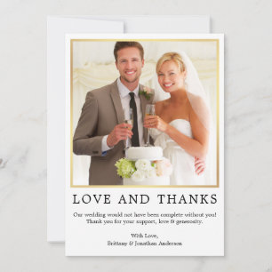 Modern Minimalist Simple Love Thanks Photo Gold Thank You Card
