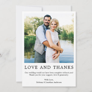 Modern Minimalist Simple Love Thanks Photo Thank You Card