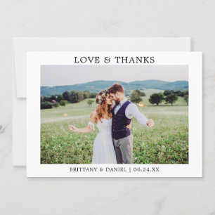 Modern Minimalist Simple Love Thanks Wedding Thank You Card